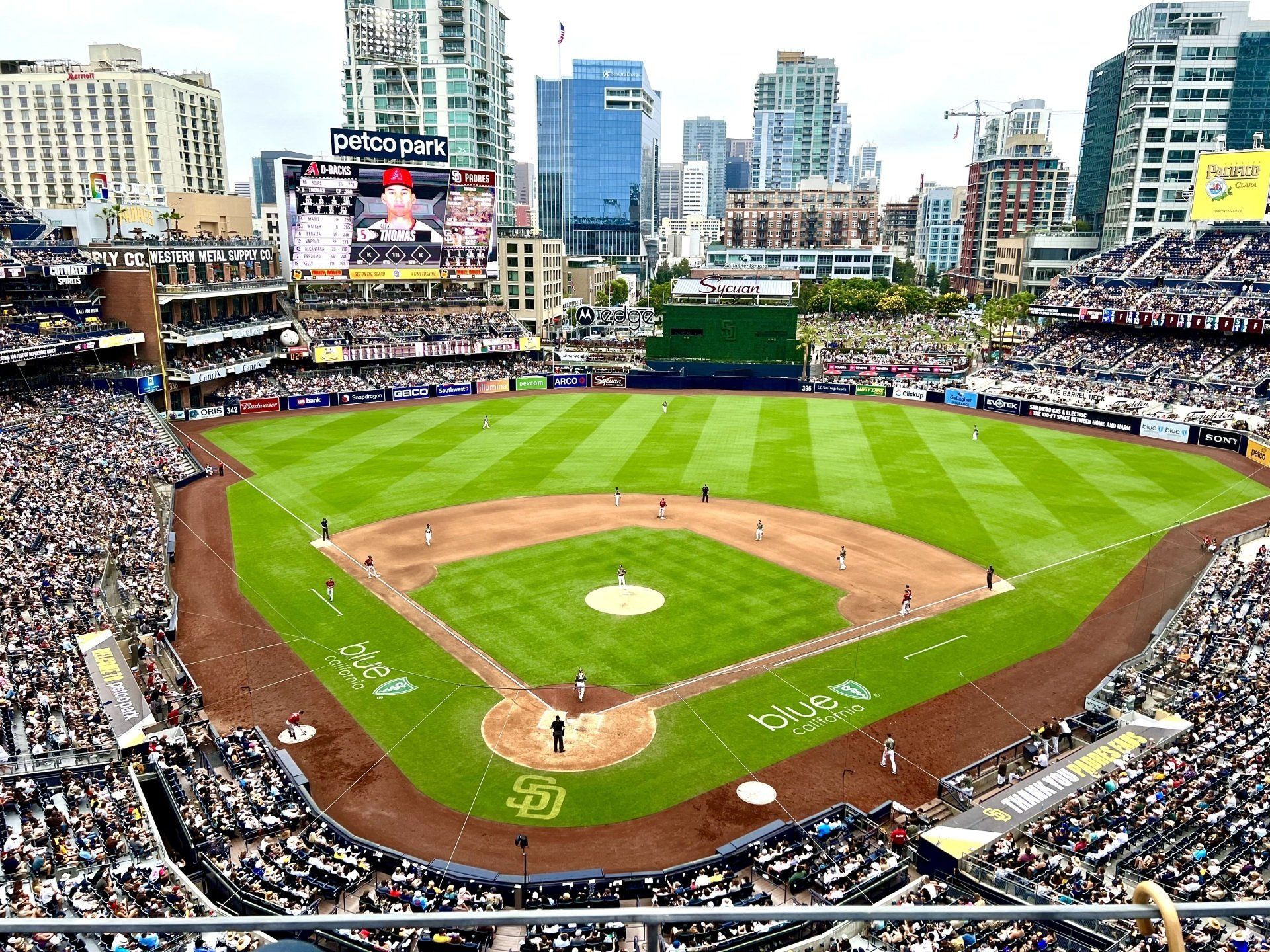 Petco Park and downtown San Diego during a Padres game
